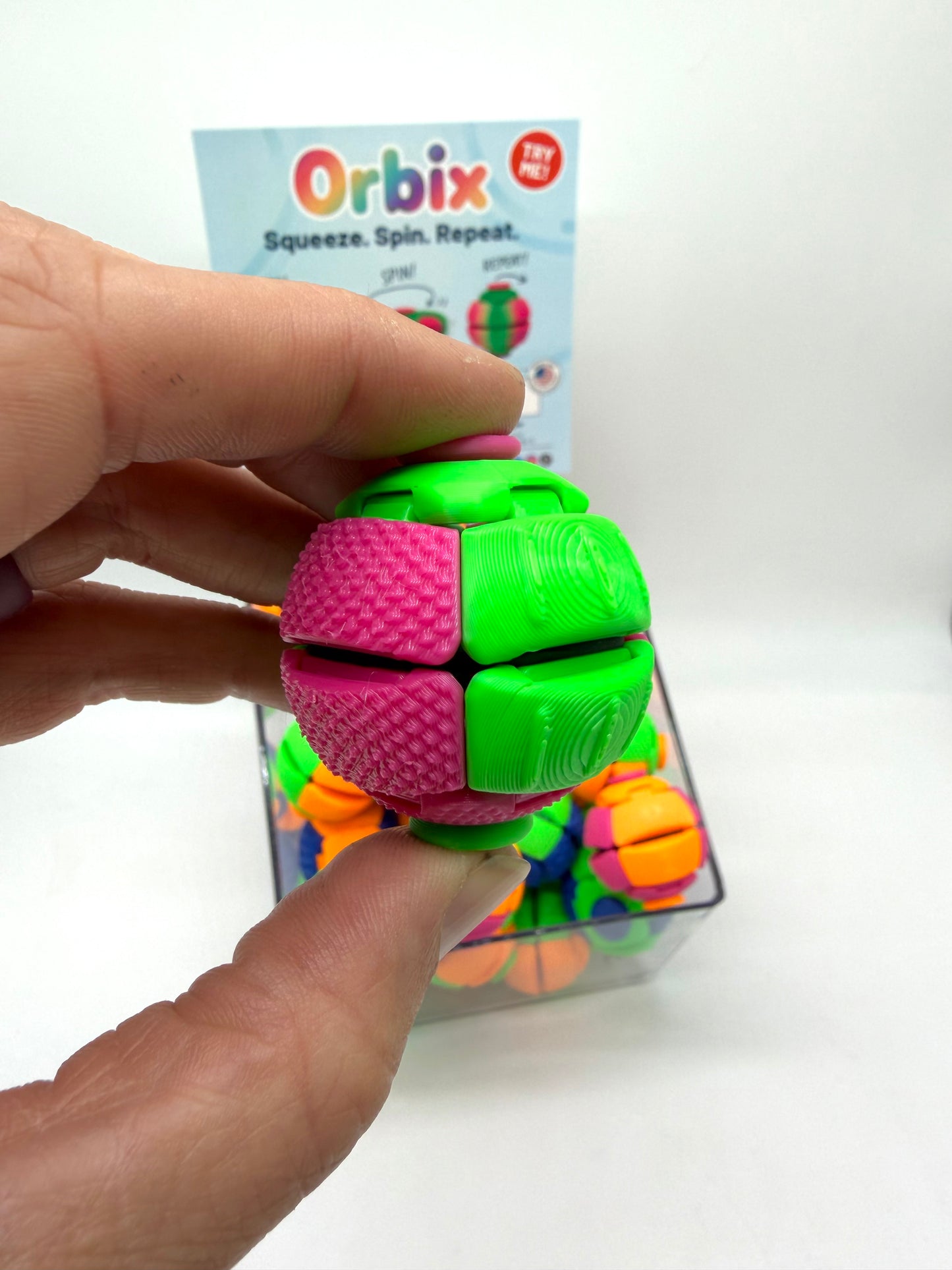 Orbix 3-in-1 Sensory Fidget Toy | Squishy • Clicky • Spinner