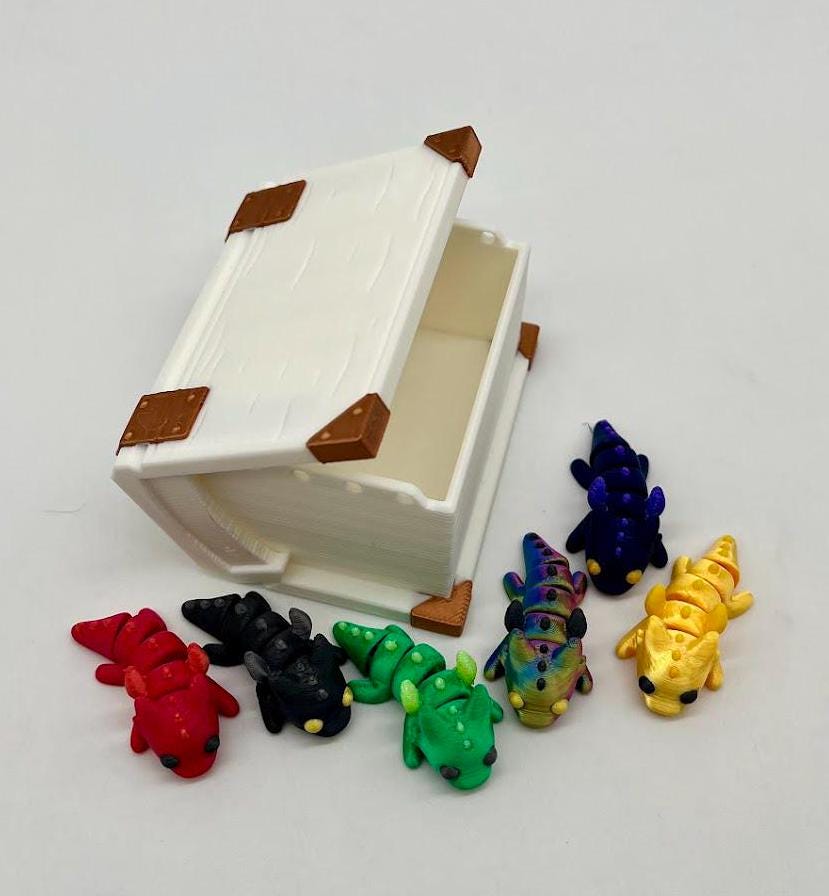 Book box with 6 mini winged dragons