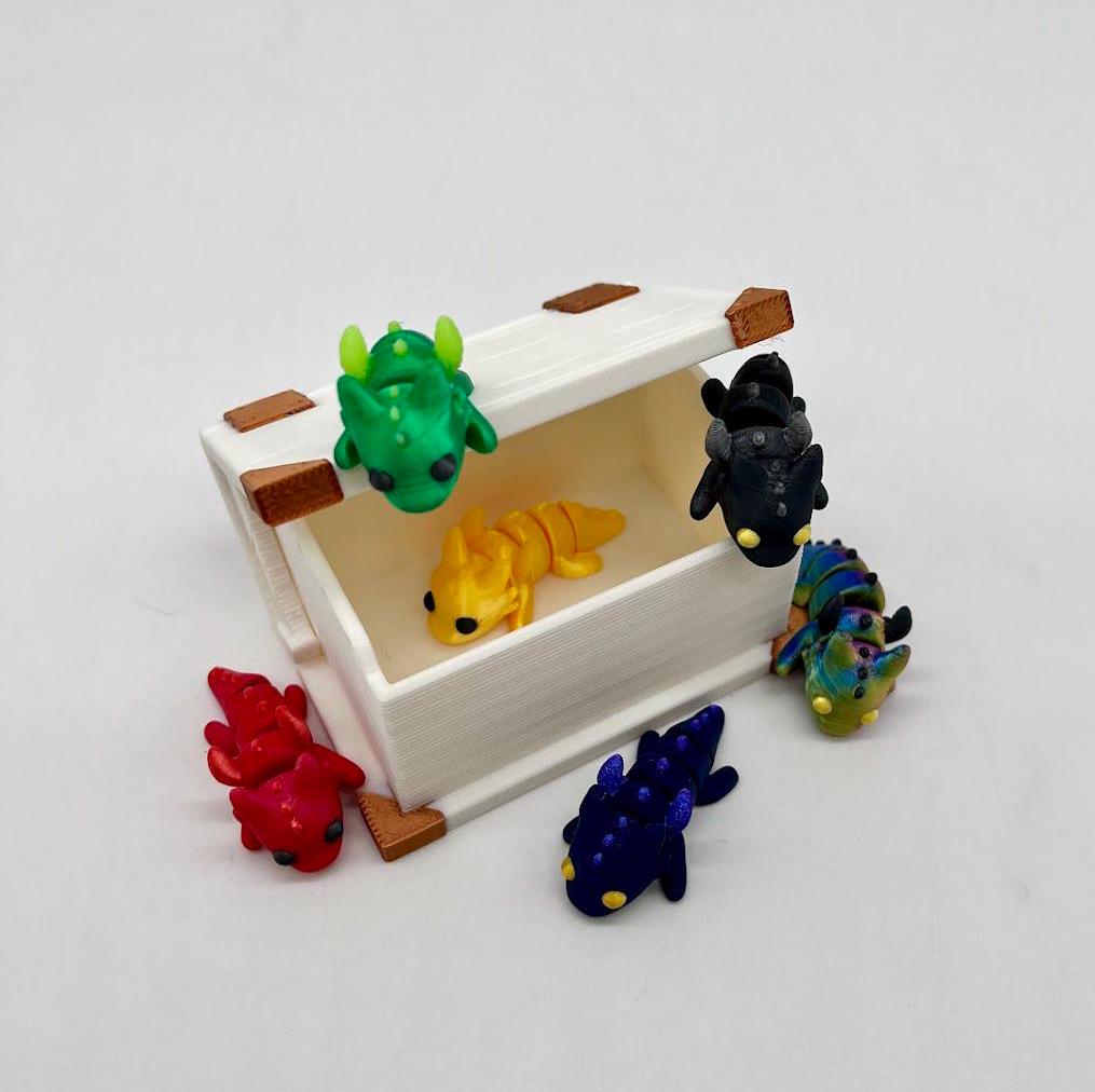 Book box with 6 mini winged dragons